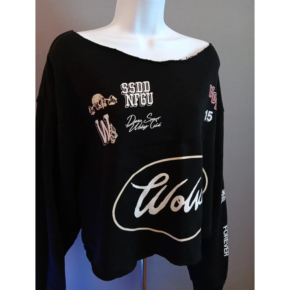 DARC SPORT SHE COLLECTION CROPPED TOP SWEATER Black SIZE Large 498 of 1000 - Picture 2 of 5
